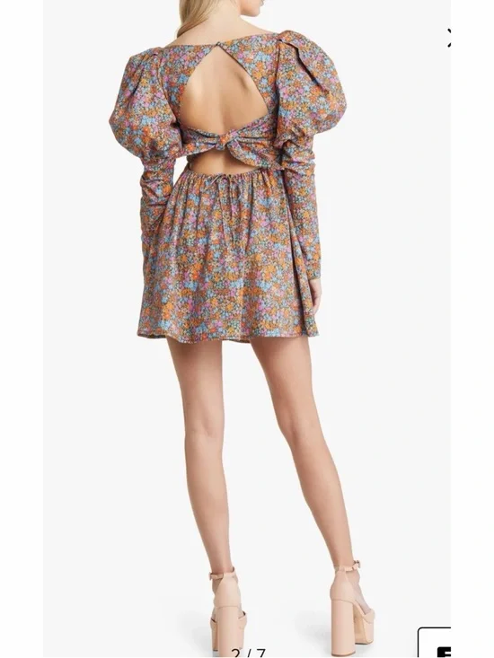 NWT For Love & Lemons 1X Brittany Floral Puff Sleeve Organic Cotton Babydoll - Picture 9 of 11